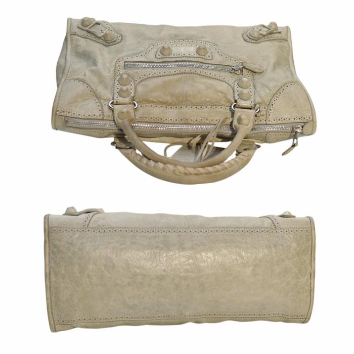 Balenciaga classic gray Giant Brogues Motorcycle City bag leather large handbag 