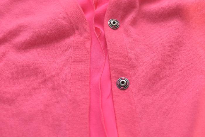 Bottega Veneta Pink 100% Cashmere Silk Trim Snap Button Cardigan Top size 44