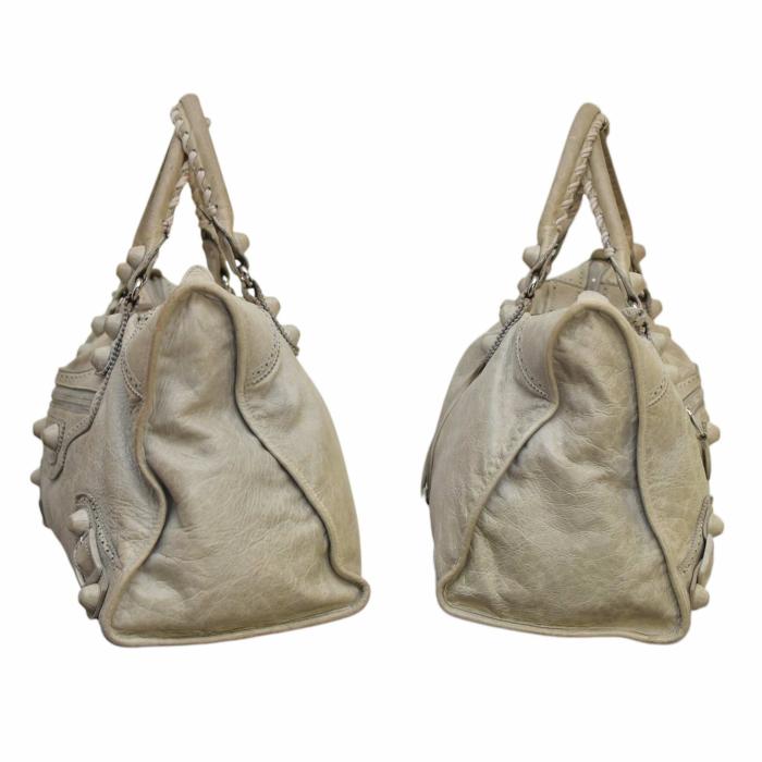 Balenciaga classic gray Giant Brogues Motorcycle City bag leather large handbag 