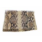 Juliette Jake Beige Brown Snake Leather Fold Over Clutch Bag Handbag