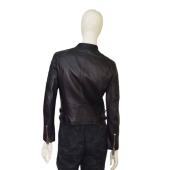 Dsquared2 Black Leather Side Zipper Biker Jacket size 42