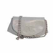 Chanel Caviar Half Moon Wallet On Chain WOC Light Blue Crossbody bag Coco Mark