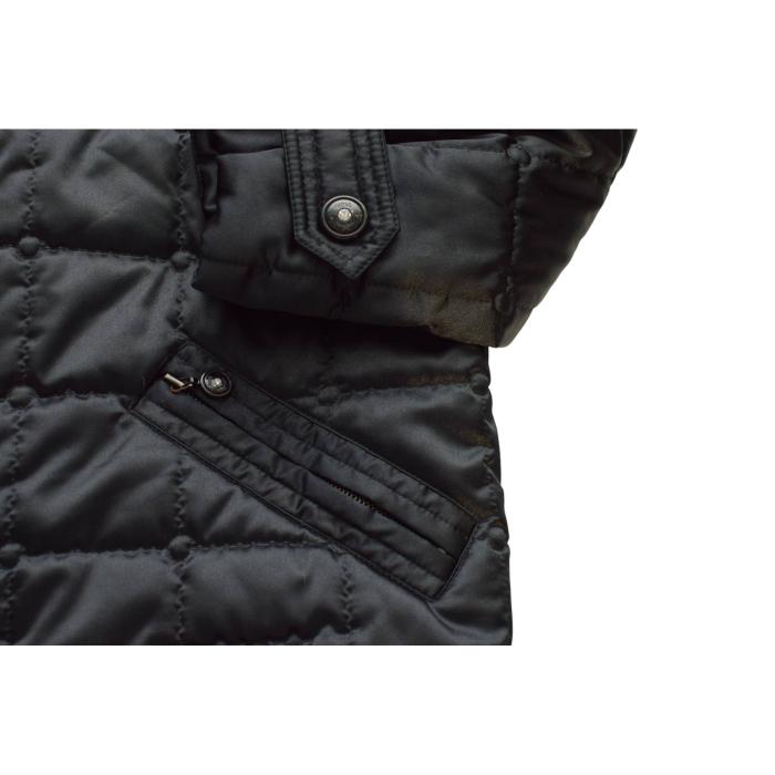 MCM Black Quilted Puffer Polyester Snap Button & Half Zip Jacket Coat Size 38