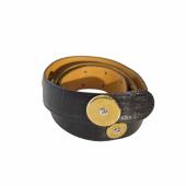 Tabbah " Beret"  Woman's Black Leather with Gold tone Round Discs Belt size 77.5