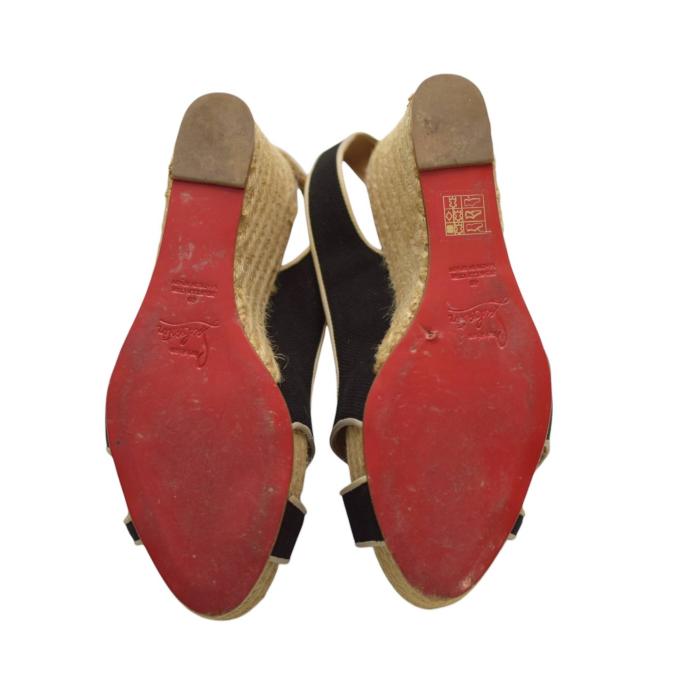 Copy of Christian Louboutin Espadrille Wedges Slingbacks Black  Fabric X vamp sz 40
