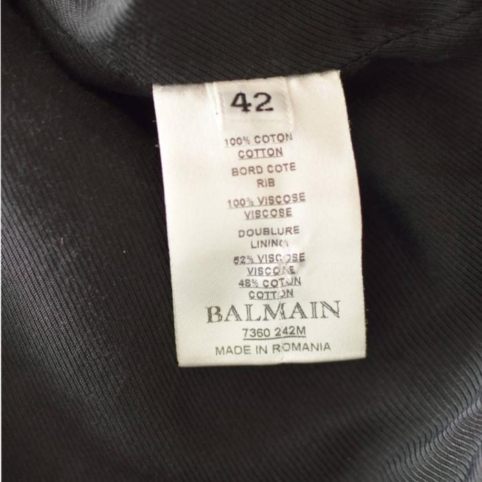 Balmain Black jersey knit cotton zipper front biker jacket size 42