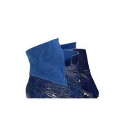 Chloe Electric blue pointed toe leather & suede ankle boots embossed 39,5