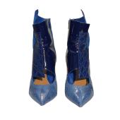 Chloe Electric blue pointed toe leather & suede ankle boots embossed 39,5