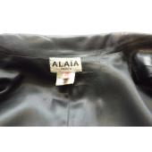 Alaia Black Leather Button Front A- Line Long Jacket Coat size 42