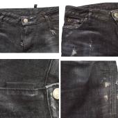 Dsquared2 Black Gray "Icon" Denim Crop Distressed Slim Trousers Pants size 40