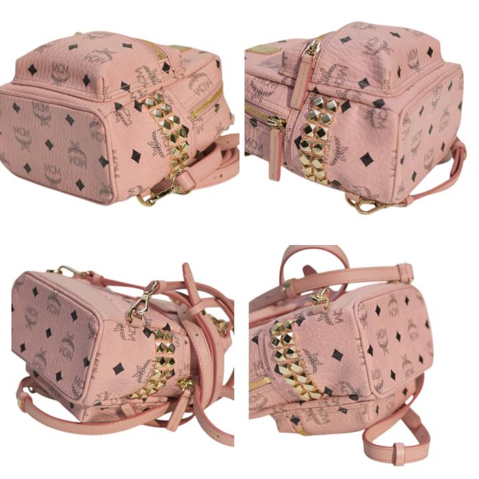 Visetos monogram canvas side studded X-Mini Bebe Boo backpack soft pink