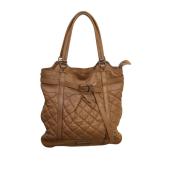 Burberry Brown Leather Quilted Buckle Handbag Tote Shoulder Bag