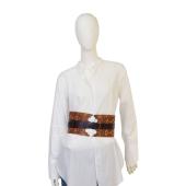 Roberto Cavalli Brown Leather Laser Cut Floral Wide Belt size M