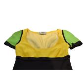 Gianni Versace Black Green Yellow Wool Short Sleeve Mini Dress size 42