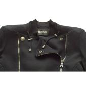 Balmain Black jersey knit cotton zipper front biker jacket size 42