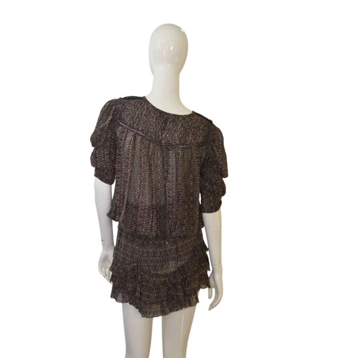 Isabel Marant Multicolor Earthly Hues 100% Silk Mini Tiered Skirt size 38