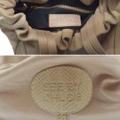 See By Chloe Beige Leather  & Suede Drawstring Hobo Shoulder Bag Handbag