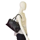 Prada Black Leather Bowler Bag Handbag Bauletto Shloulder bag with Zipper closure