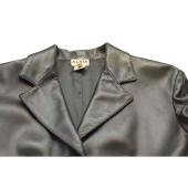 Alaia Black Leather Button Front A- Line Long Jacket Coat size 42