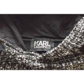 Karl Lagerfeld Black & Gray Tweed Long Sleeve Hooded Top size M