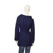 Thierry Mugler Blue Woolen Snap Button Side Closure Fitted Jacket Coat size 38