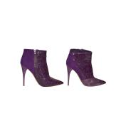 Chloe purple pointed toe cut out patent leather, suede & snake ankle boots 39,5