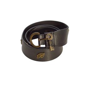 Blumarine Black Leather Key and Keyholes Women&#039;s Waist BELT size 46