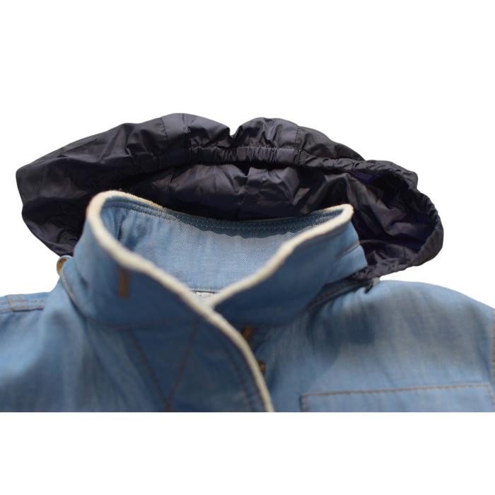 Moncler GIA GIUBOTTO Light Blue Denim Hooded Windbreaker jacket size 1