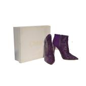 Chloe purple pointed toe cut out patent leather, suede & snake ankle boots 39,5