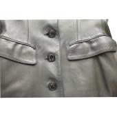 Alaia Black Leather Button Front A- Line Long Jacket Coat size 42