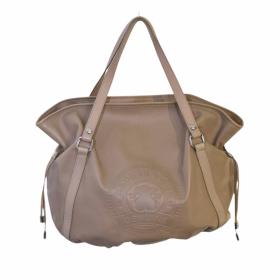 TOUS Taupe Color Leather Signature Bear Drawstring Tote Handbag Shoulder bag