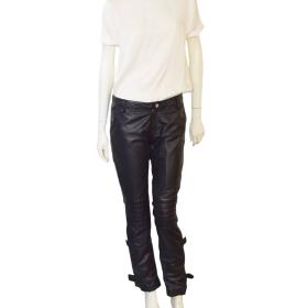 Zadig &amp; Voltaire Angie Deluxe Black Leather Bikers Pants Trousers - size M