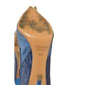 Chloe Electric blue pointed toe leather & suede ankle boots embossed 39,5