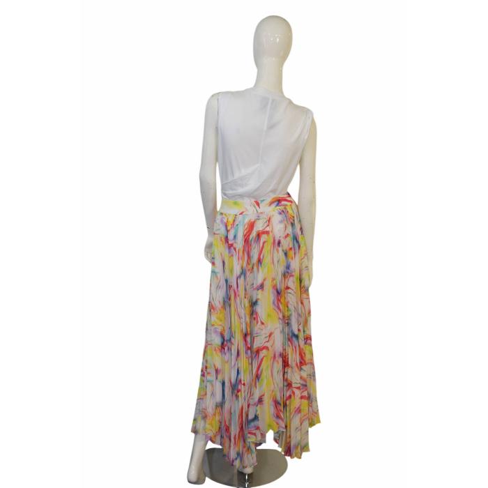 Alice + Olivia Multicolor Abstract Print Pleated Long Maxi Skirt size 4