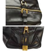 Prada Black Leather Bowler Bag Handbag Bauletto Shloulder bag with Zipper closure