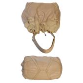 See By Chloe Beige Leather  & Suede Drawstring Hobo Shoulder Bag Handbag