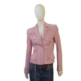 Antonio Berardi Pink Leather Button Front Fitted Blazer Jacket size 42