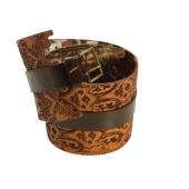 Roberto Cavalli Brown Leather Laser Cut Floral Wide Belt size M