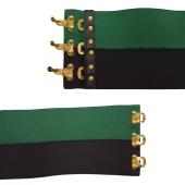 Prada Women's Black & Green Gold Tone Hook & Eye Wide Elastic Band Belt size L