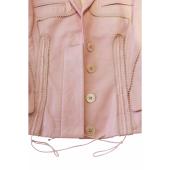 Antonio Berardi Pink Leather Button Front Fitted Blazer Jacket size 42