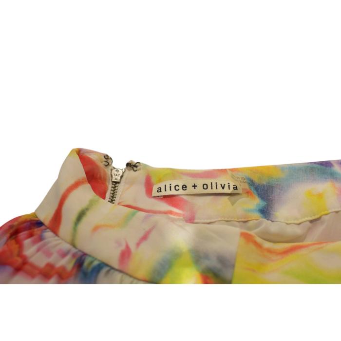 Alice + Olivia Multicolor Abstract Print Pleated Long Maxi Skirt size 4
