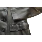 Alaia Black Leather Button Front A- Line Long Jacket Coat size 42