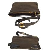 Prada Brown Canapa Logo Crossbody Dark brown canvas and leather bag