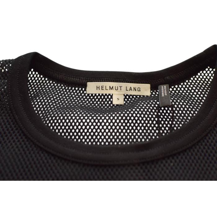 Helmut Lang Black Fishnet Sheer Short Sleeve Round Neckline T-shirt Blouse Top S