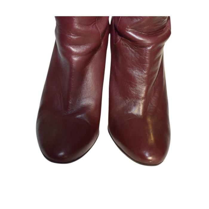 Aquazzura Burgundy Leather Over The Knee Boots Heels Shoes size 40