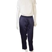 Falconeri Blue Silk Satin Elastic Waist Trousers Pants size L