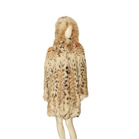 Anabella Made in Italy Lynx fur long length style fur hooded coat size Small