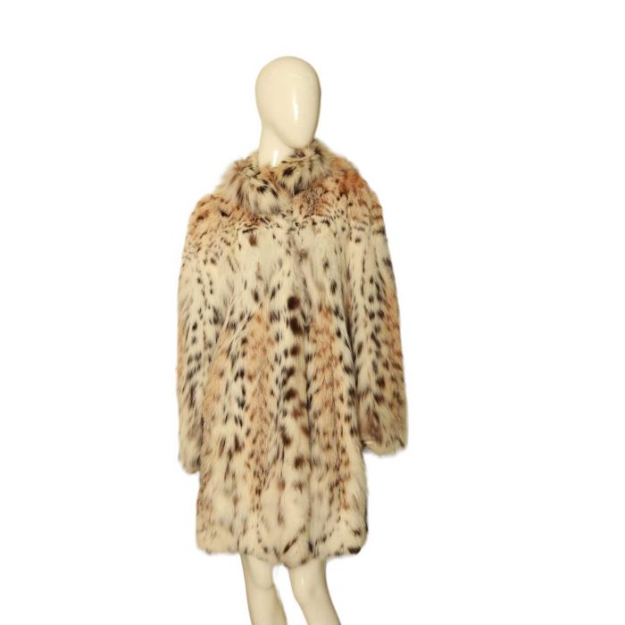 Anabella Made in Italy Lynx fur long length style fur hooded coat size Small