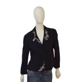 Moschino Boutique Black Tweed Safety Pins Button Blazer Jacket size 48