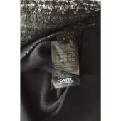 Karl Lagerfeld Black & Gray Tweed Long Sleeve Hooded Top size M